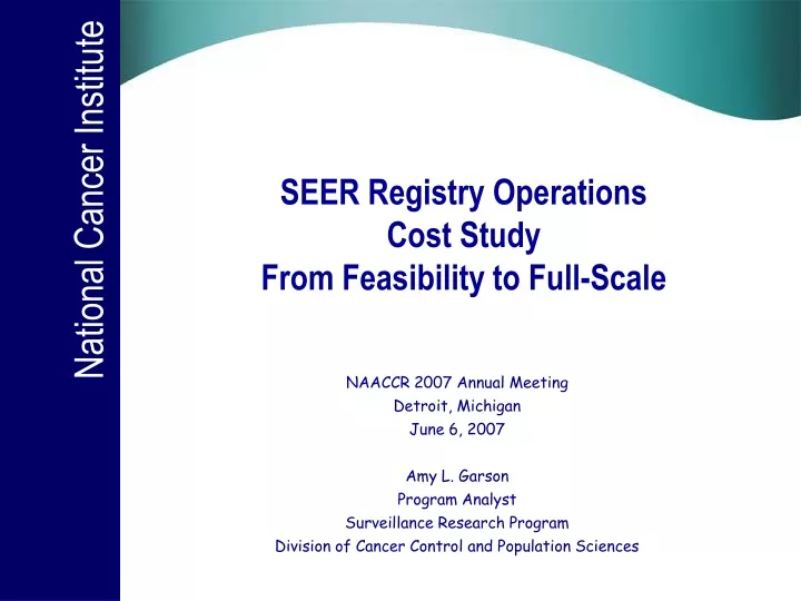 seer registry operations cost study from feasibility to full scale