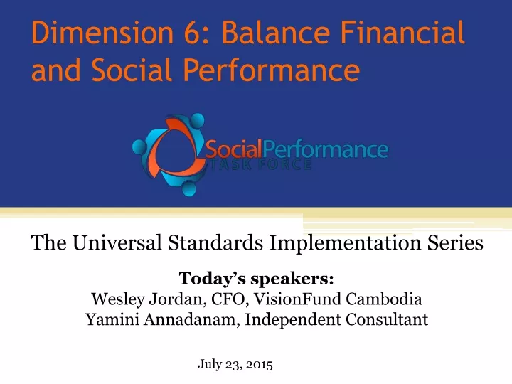 dimension 6 balance financial and social performance