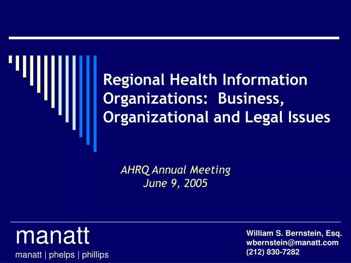 regional health information organizations business organizational and legal issues