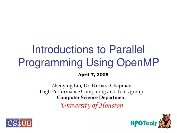 introductions to parallel programming using openmp