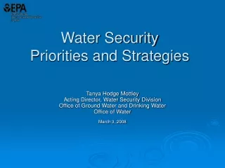 Water Security  Priorities and Strategies