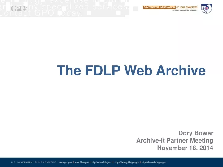 the fdlp web archive
