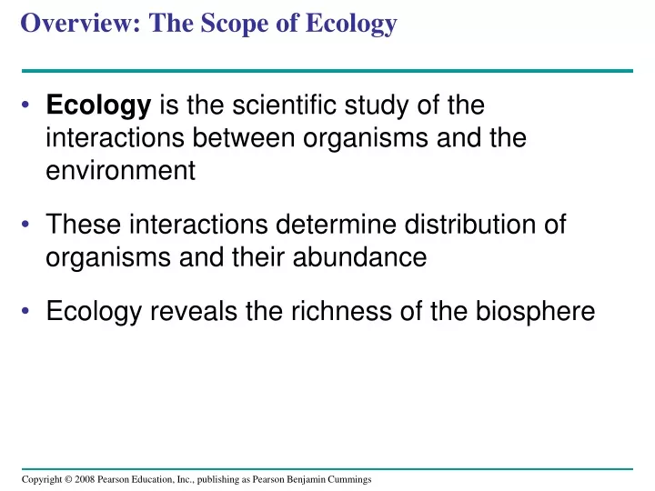 overview the scope of ecology