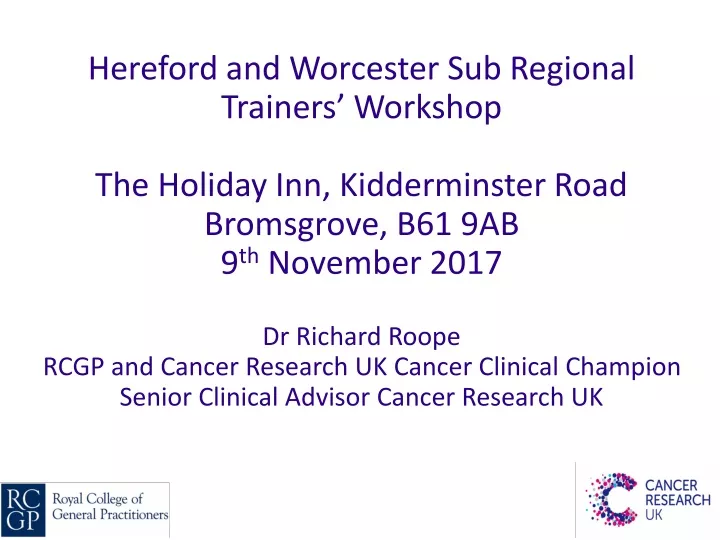 hereford and worcester sub regional trainers