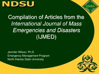 Compilation of Articles from the  International Journal of Mass Emergencies and Disasters  (IJMED)