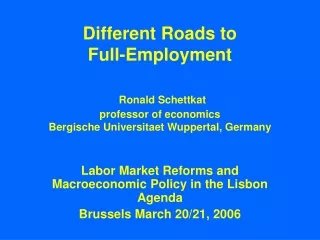 Labor Market Reforms and Macroeconomic Policy in the Lisbon Agenda Brussels March 20/21, 2006
