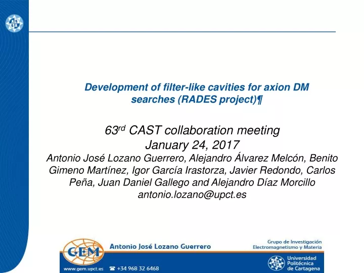 development of filter like cavities for axion