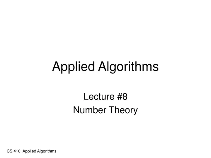applied algorithms