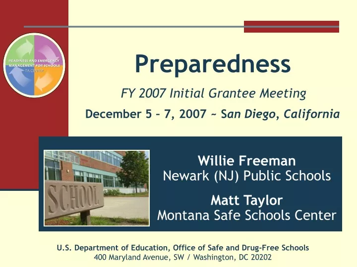 preparedness fy 2007 initial grantee meeting december 5 7 2007 s an diego california