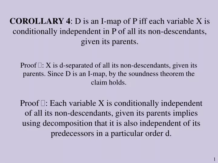 corollary 4 d is an i map of p iff each variable