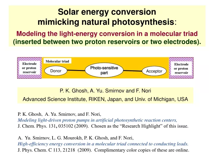solar energy conversion mimicking natural