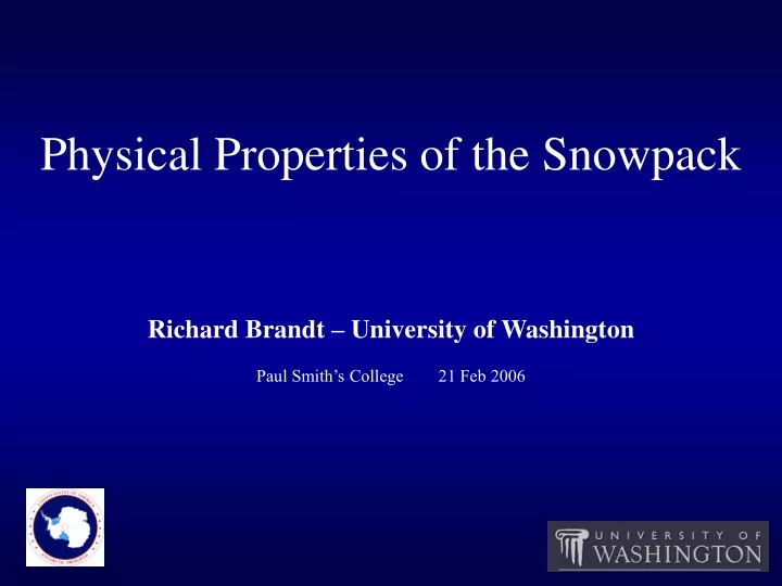 physical properties of the snowpack