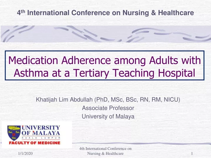 medication adherence among adults with asthma at a tertiary teaching hospital
