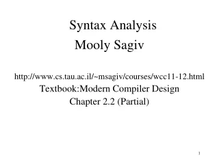 Syntax Analysis
