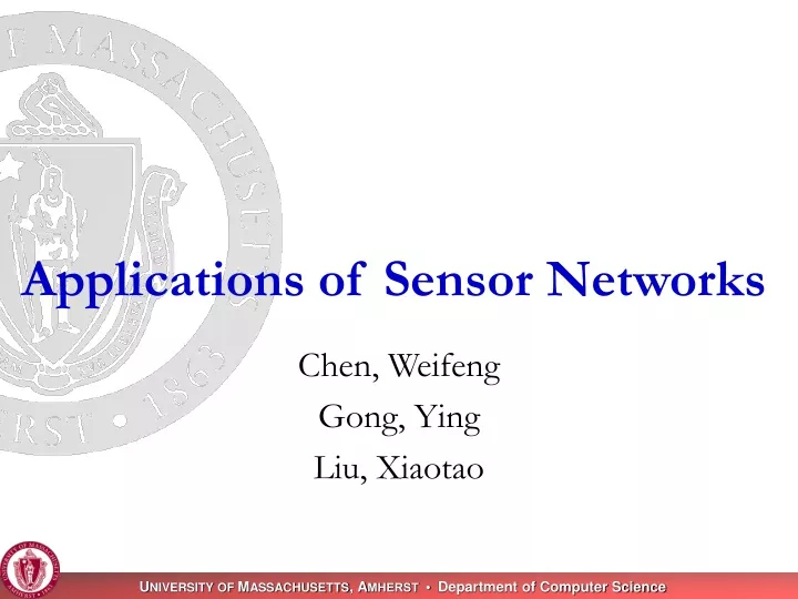 applications of sensor networks