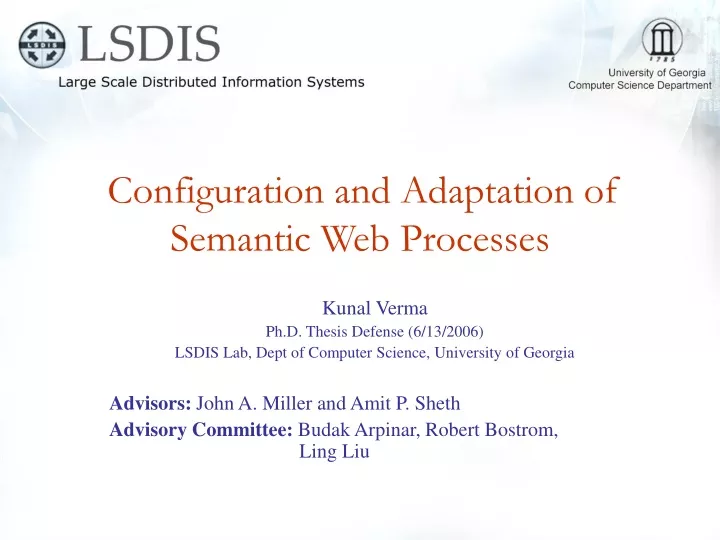 configuration and adaptation of semantic web processes
