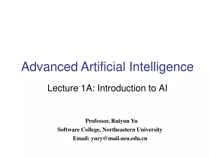 lecture 1a introduction to ai