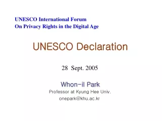 UNESCO International Forum On Privacy Rights in the Digital Age