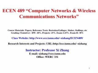 ECEN 489 “Computer Networks &amp; Wireless Communications Networks”
