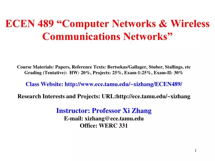 ecen 489 computer networks wireless communications networks