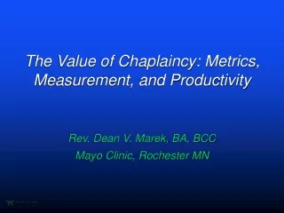 The Value of Chaplaincy: Metrics, Measurement, and Productivity