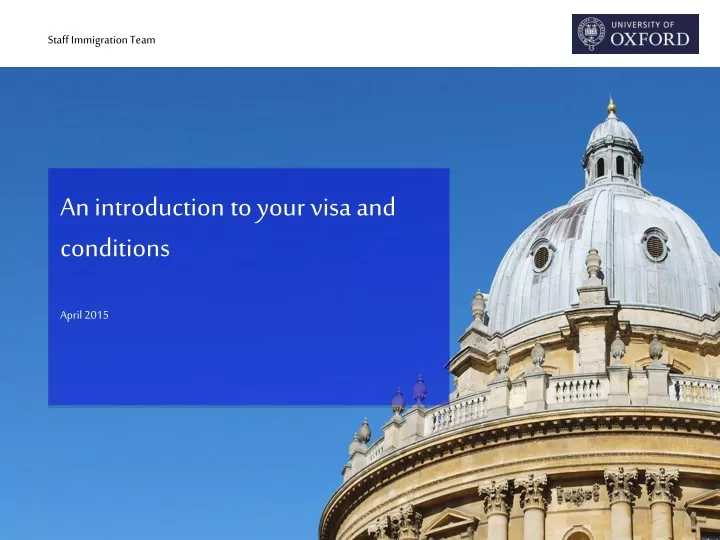 an introduction to your visa and conditions april