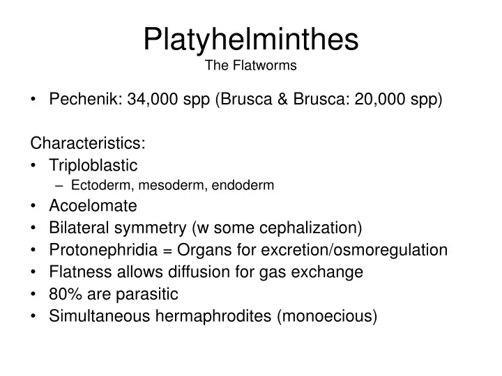 platyhelminthes the flatworms