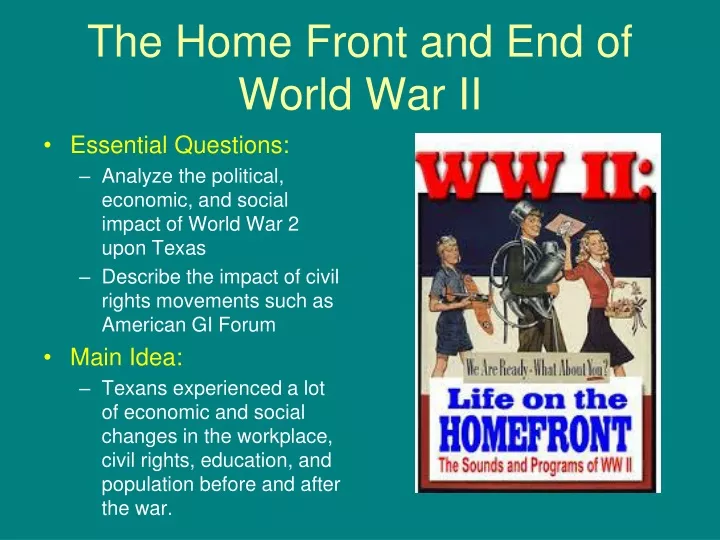 the home front and end of world war ii