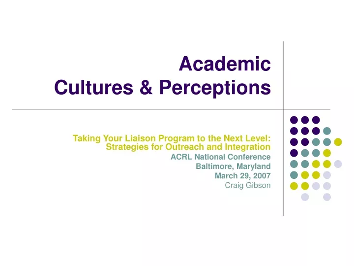 academic cultures perceptions