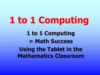 1 to 1 Computing