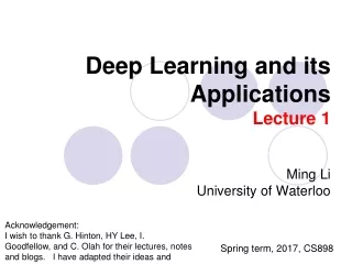 Deep Learning and its Applications Lecture 1