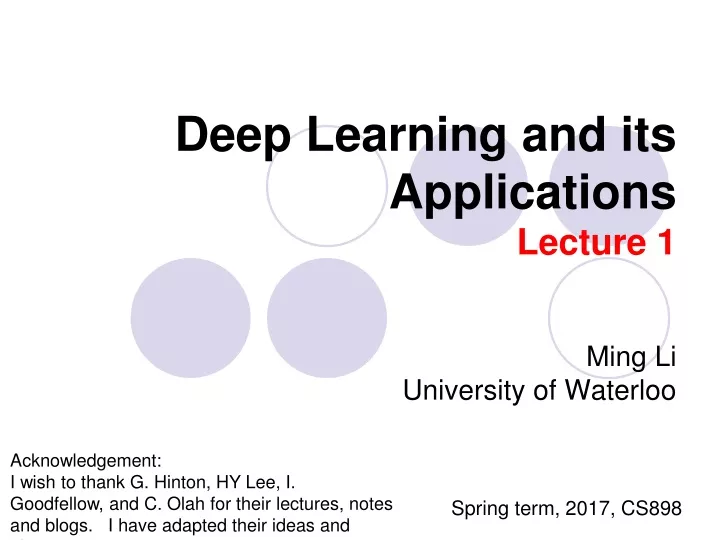 deep learning and its applications lecture 1