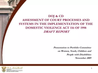 Presentation to Portfolio Committee  on Women, Youth, Children and  People with Disabilities
