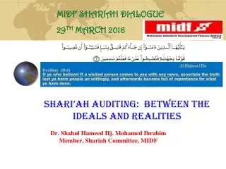 SHARI’AH AUDITing:  between the ideals and realities