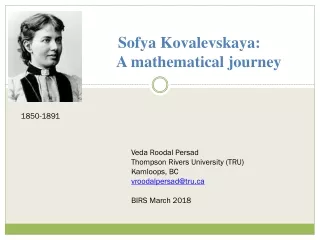 Sofya Kovalevskaya:              A mathematical journey