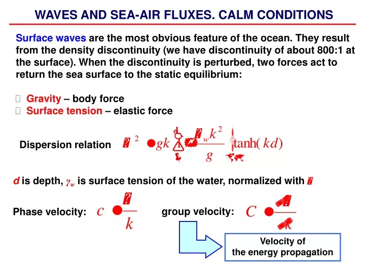 waves and sea air fluxes calm conditions