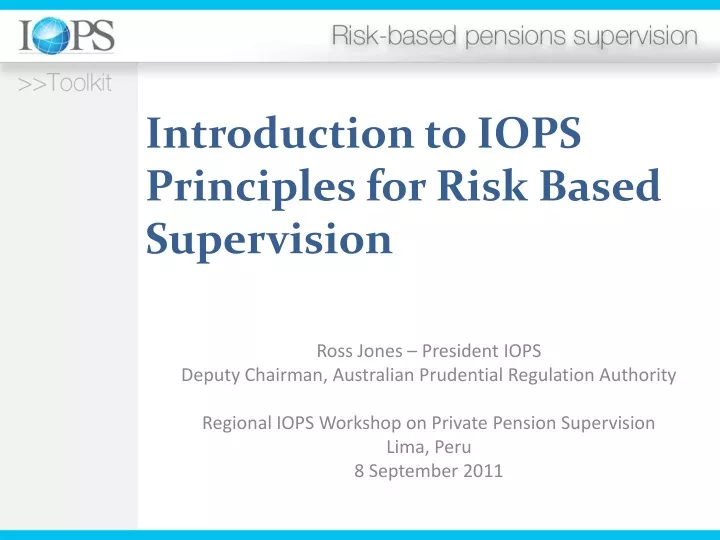 introduction to iops principles for risk based supervision