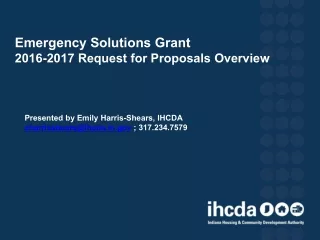 Emergency Solutions Grant  2016-2017 Request for Proposals Overview