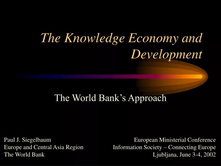 the knowledge economy and development