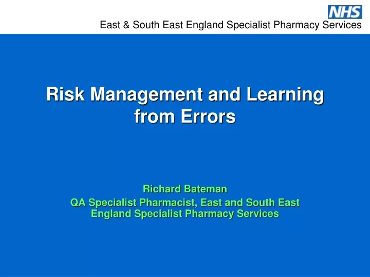 risk management and learning from errors