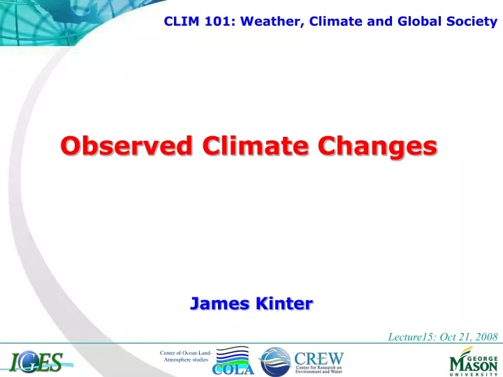 observed climate changes