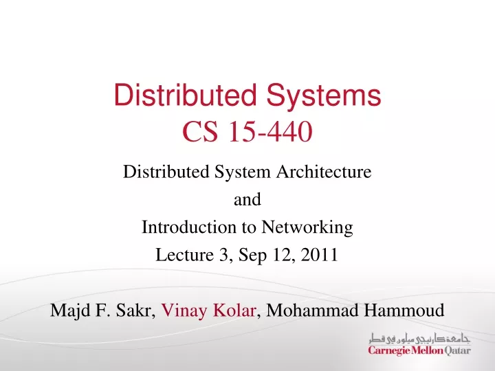 distributed systems cs 15 440