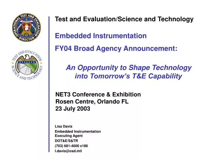 test and evaluation science and technology