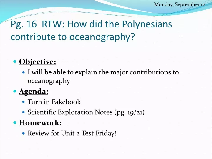 pg 16 rtw how did the polynesians contribute to oceanography