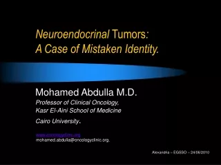 Neuroendocrinal  Tumors :  A Case of Mistaken Identity.