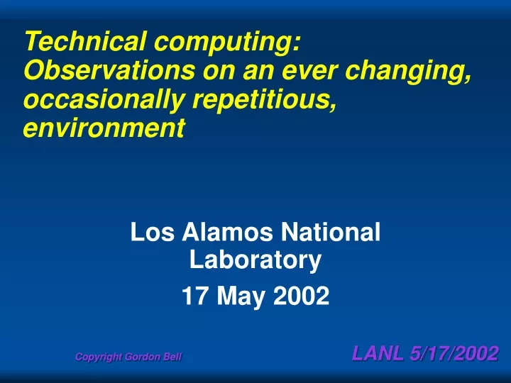 technical computing observations on an ever changing occasionally repetitious environment