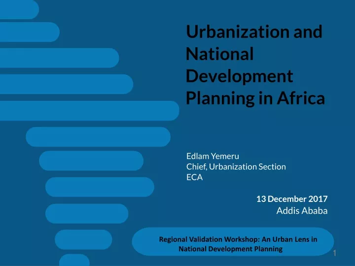 urbanization and national development planning in africa