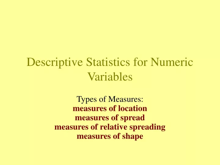 descriptive statistics for numeric variables
