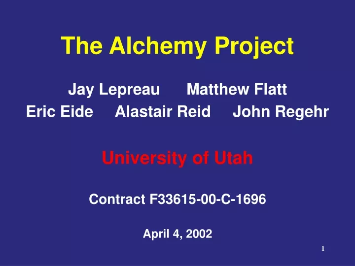 the alchemy project