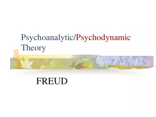 Psychoanalytic/ Psychodynamic  Theory